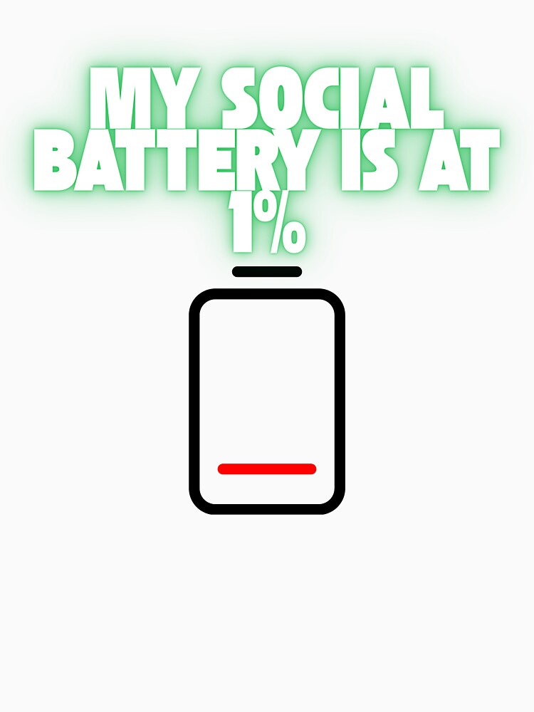 My Social Battery Is At 1% - Funny Introvert Neon Glow Design by KostekArtShop