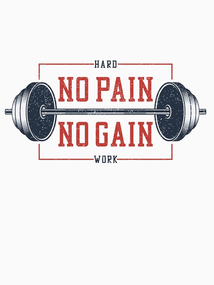 Vintage No Pain No Gain Gym Motivation - Retro Barbell Fitness Design by Shopchid