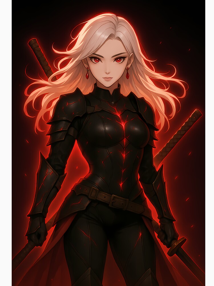 Dark Samurai Anime Girl Red Aura Warrior by TheDreamsMaker