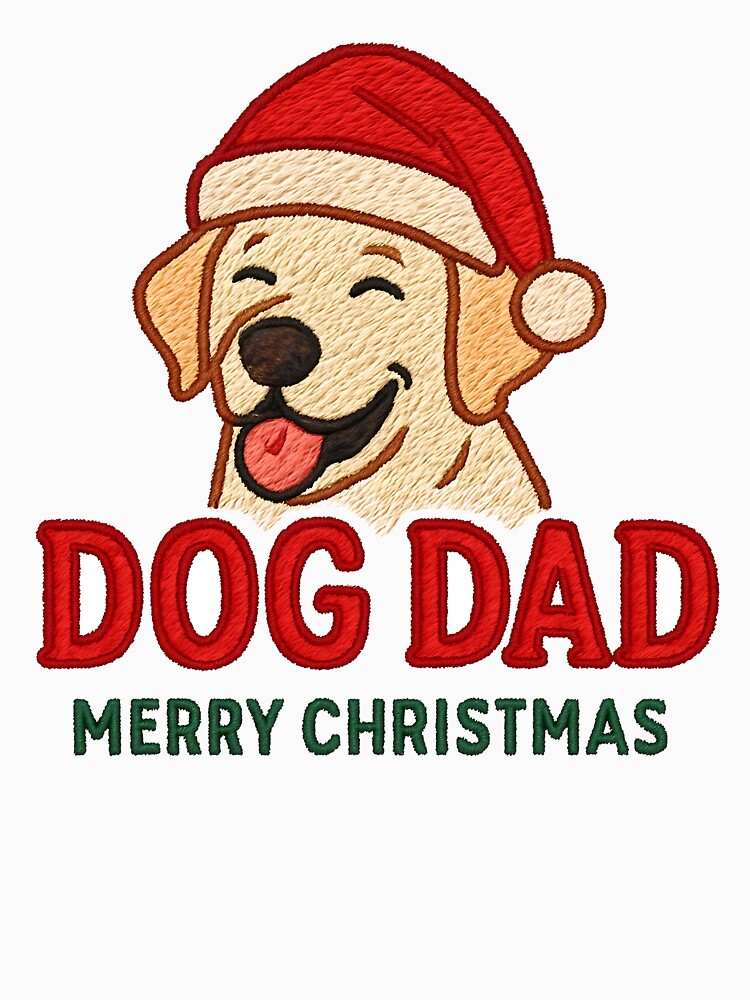 Dog Dad Labrador Christmas Shirt | Lab in Santa Hat | Embroidered-Look Gift for Dog Dads by wagandco