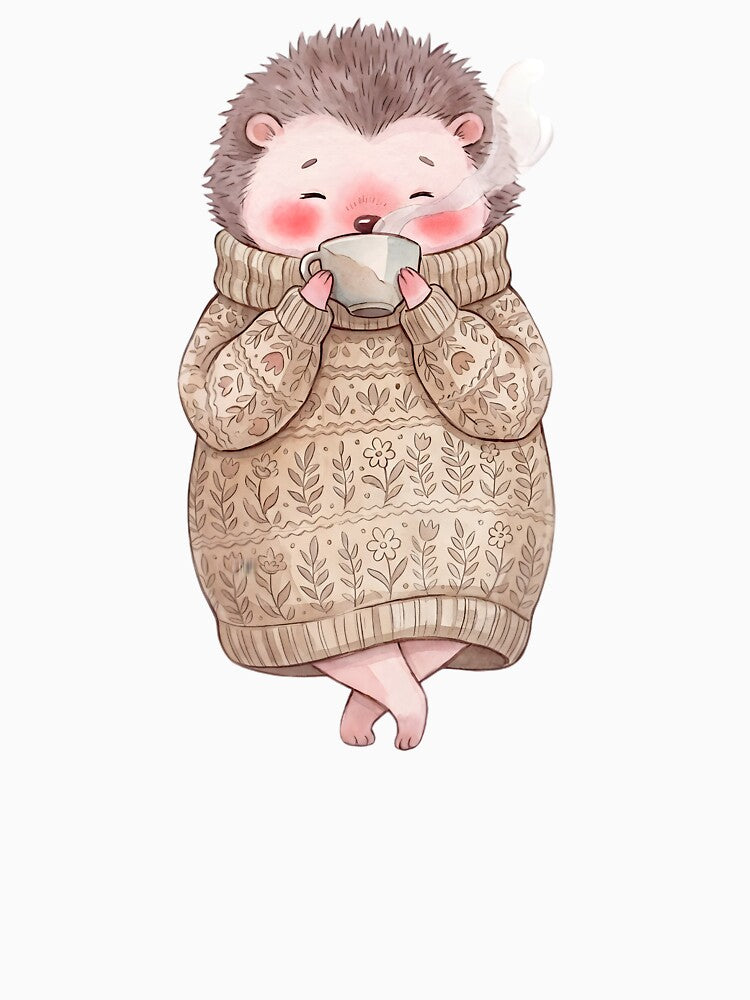 Cozy Tea Moment with hedgehog by auxincaftan0o