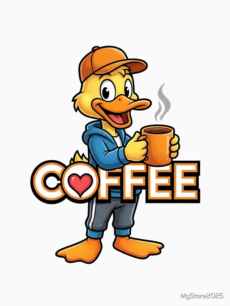 Funny Duck Coffee Lover Cute Cartoon Duck Drinking Coffee by MyStore2025