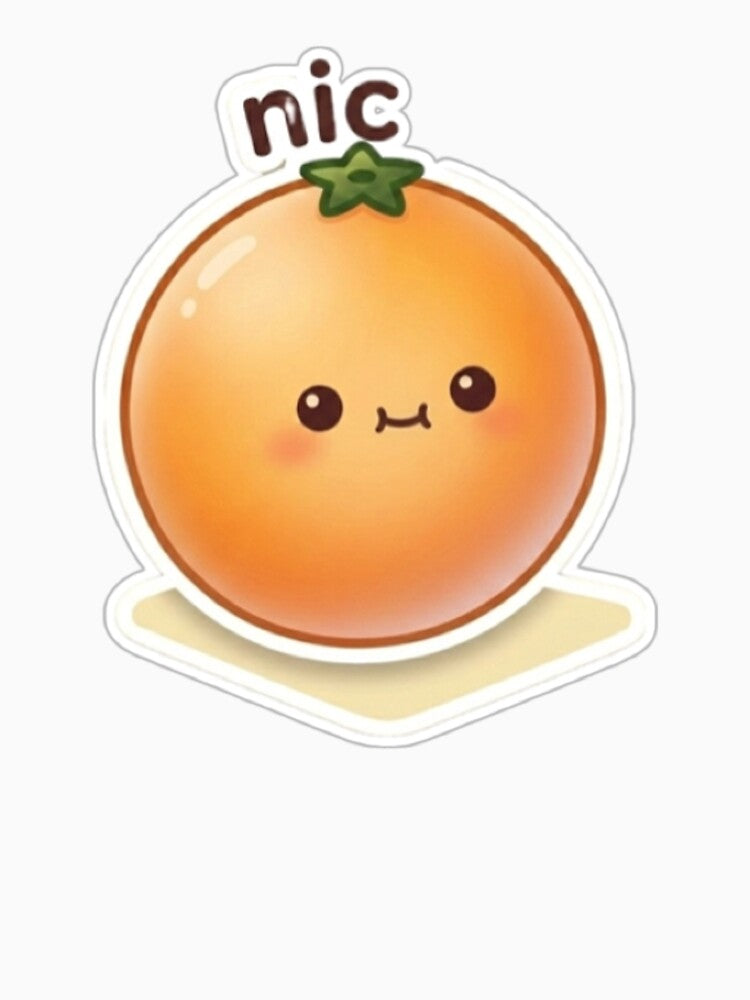 Orange “Nic.” Kawaii Sticker – Minimal Chill Reaction Aesthetic by Dakochaaan
