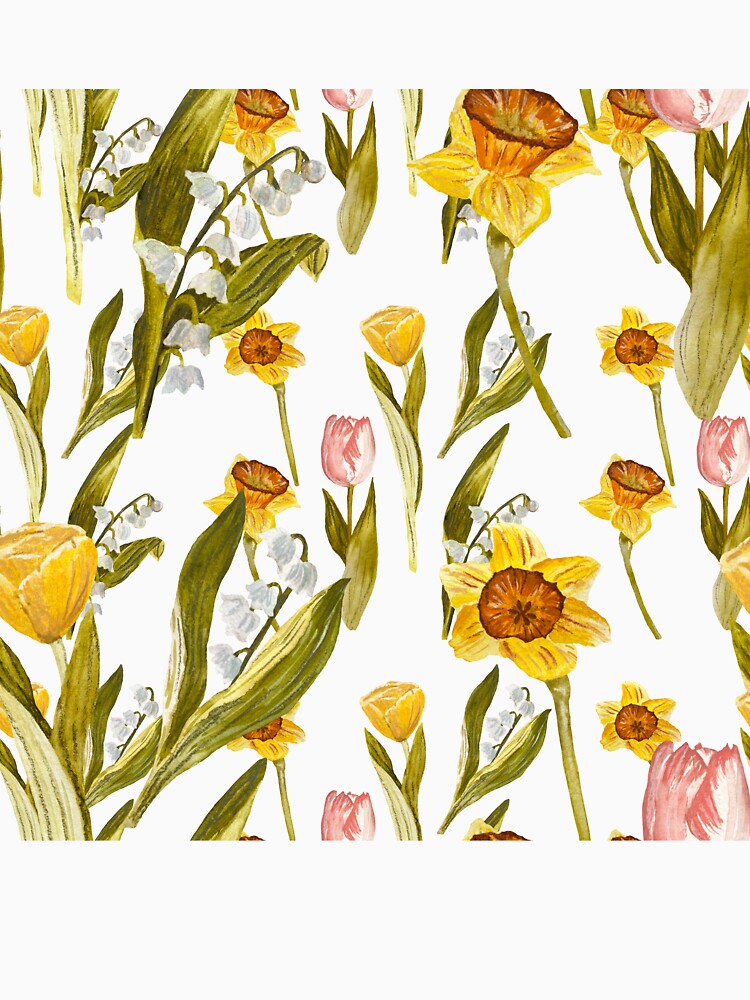 Daffodil tulip snowdrop Easter an ornate pattern by Yana Mustafina | Boho Soulful Designs