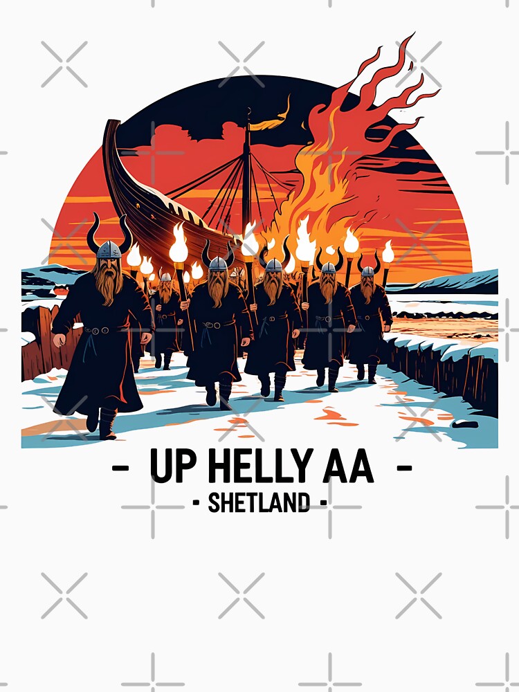 Up Helly Aa – Viking Fire Festival Scotland | Retro Burning Ship Sunset Art by LoliDesignShop