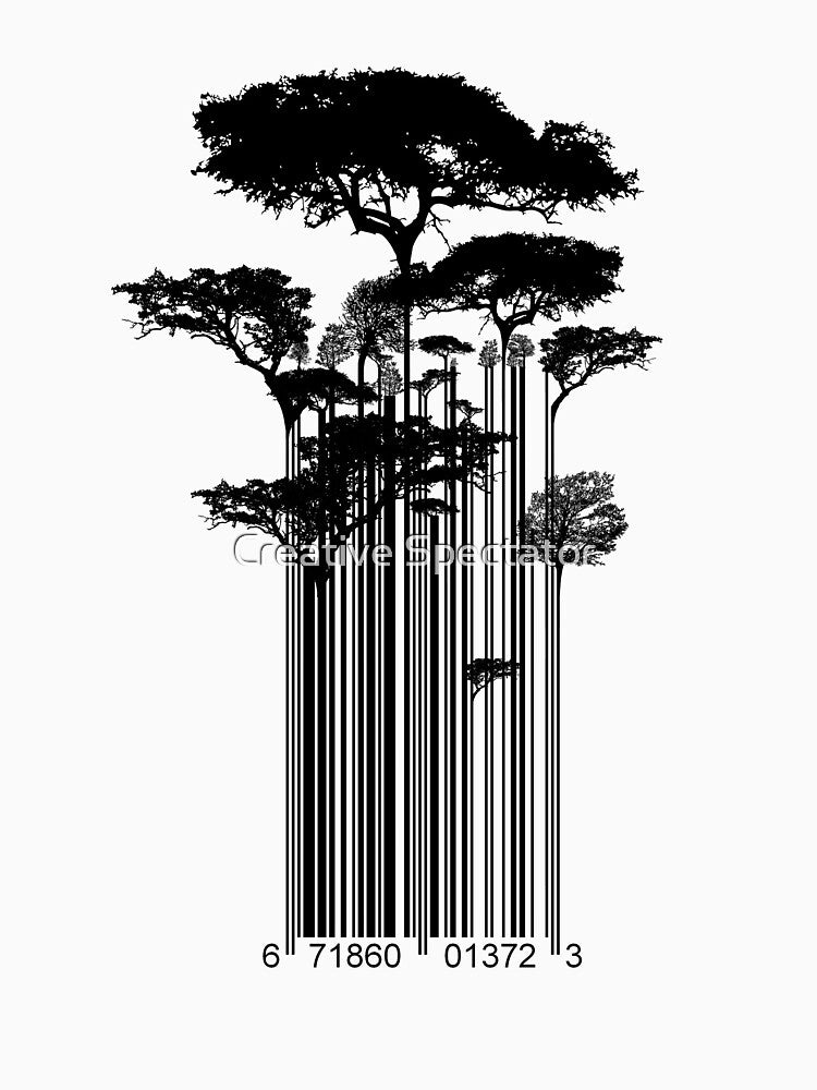 Barcode Trees Banksy style Street Art by Creative Spectator