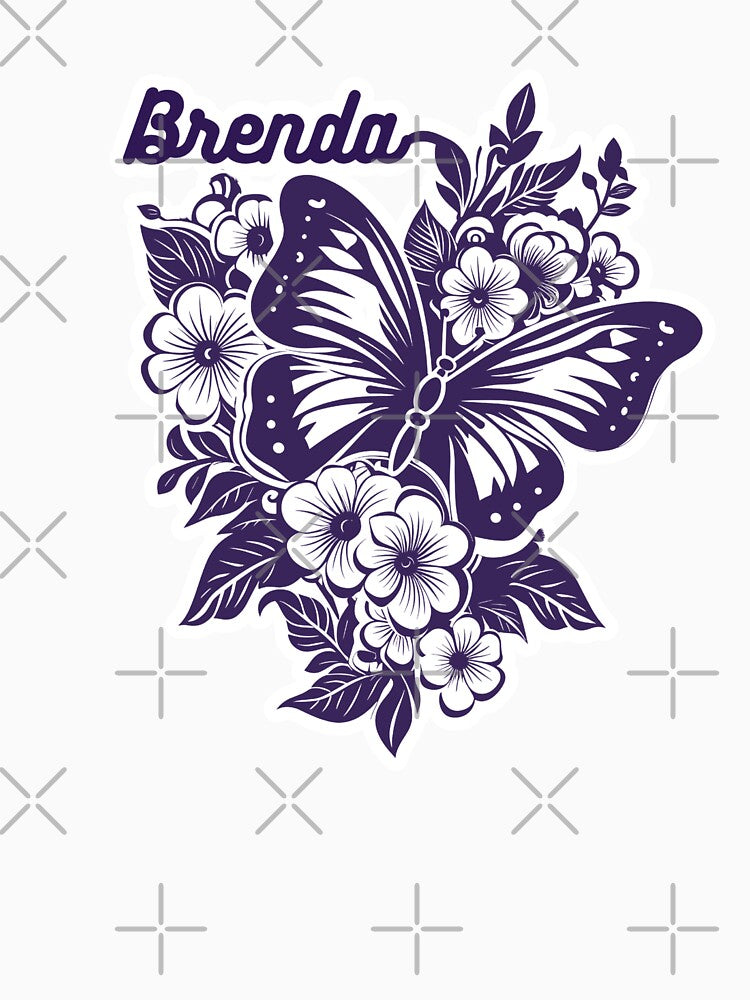 Brenda Butterfly Floral Name Design by CozyBlobStudio