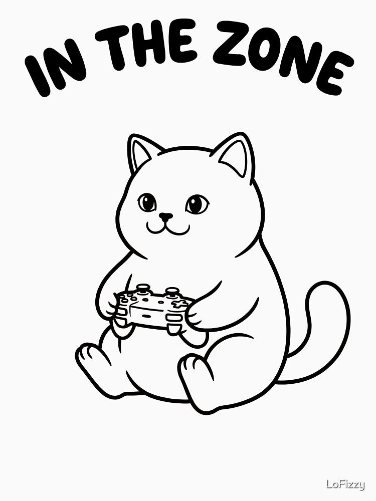 In the Zone - Cute Cat T-Shirt by LoFizzy