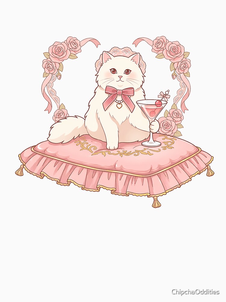 Coquette Cat Aesthetic Cute Vintage Cat Princess Soft Girl Pink Cat Design by ChipchaOddities