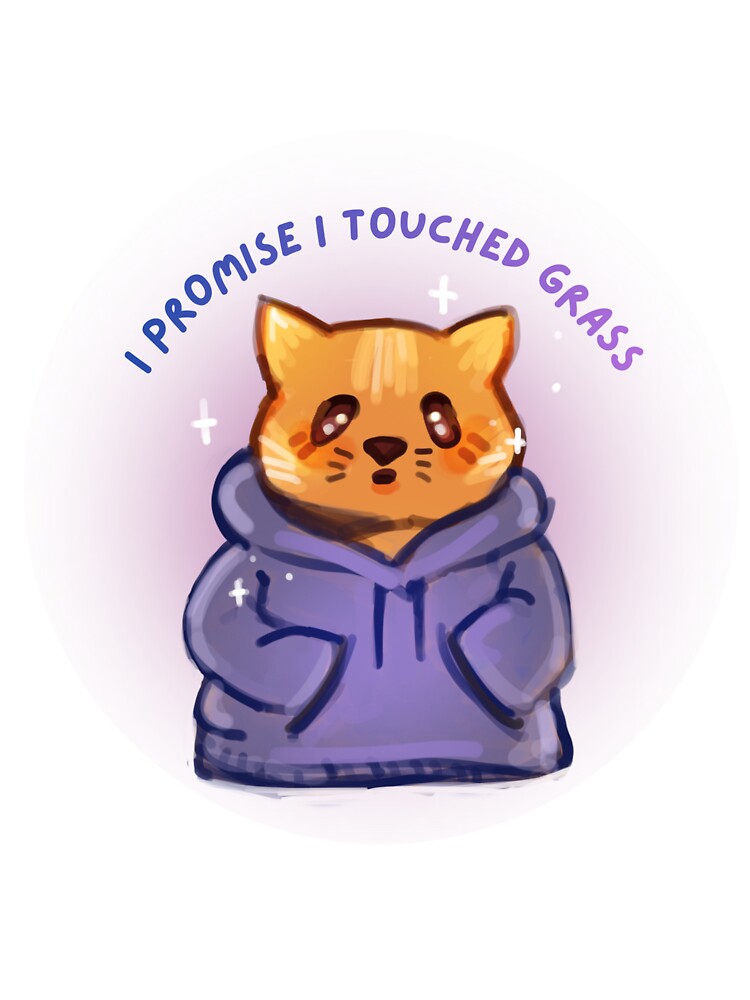 Funny Cat Meme – I Promise I Touched Grass – Cozy Sweater Kitty by Pindakaasje