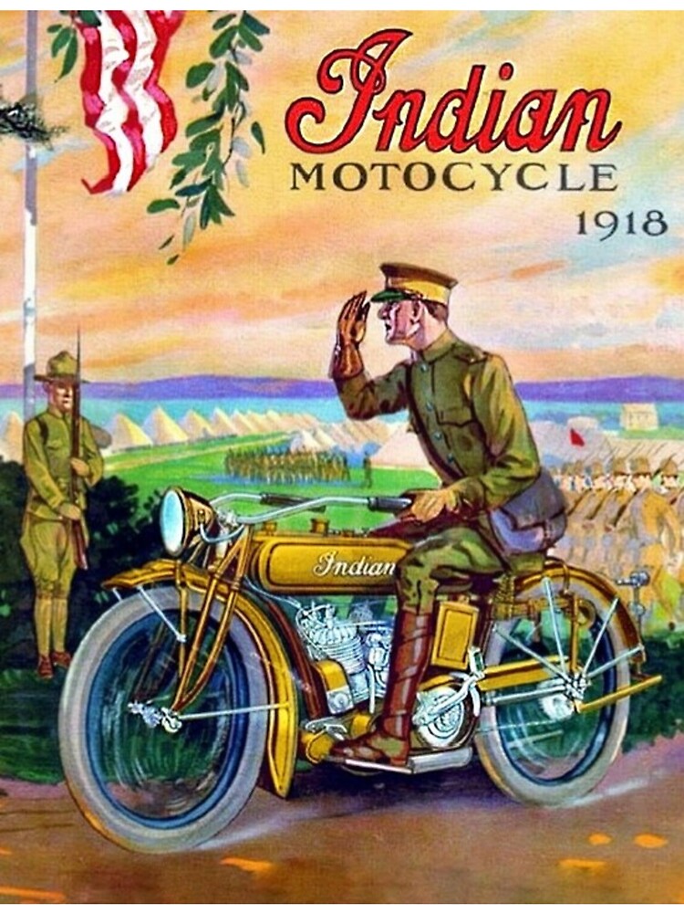 Vintage 1918 Military WWI Indian Motorcycle Dealer's Sign - Poster by Jéanpaul  Ferro