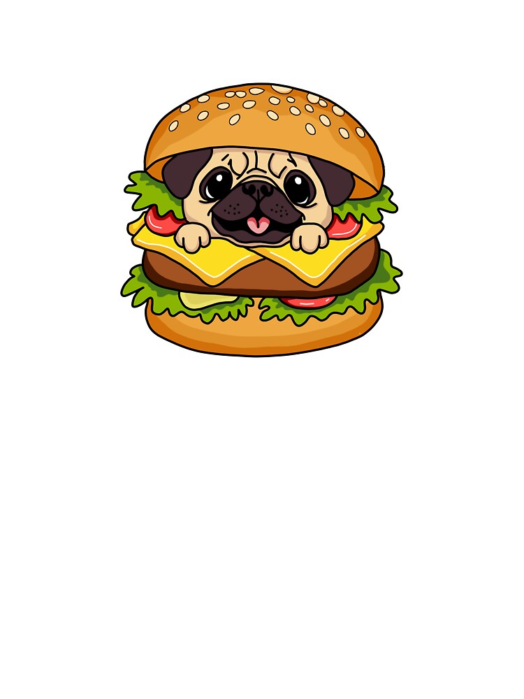 Burger Pug – Cute Cheeseburger Dog by Berdugotees