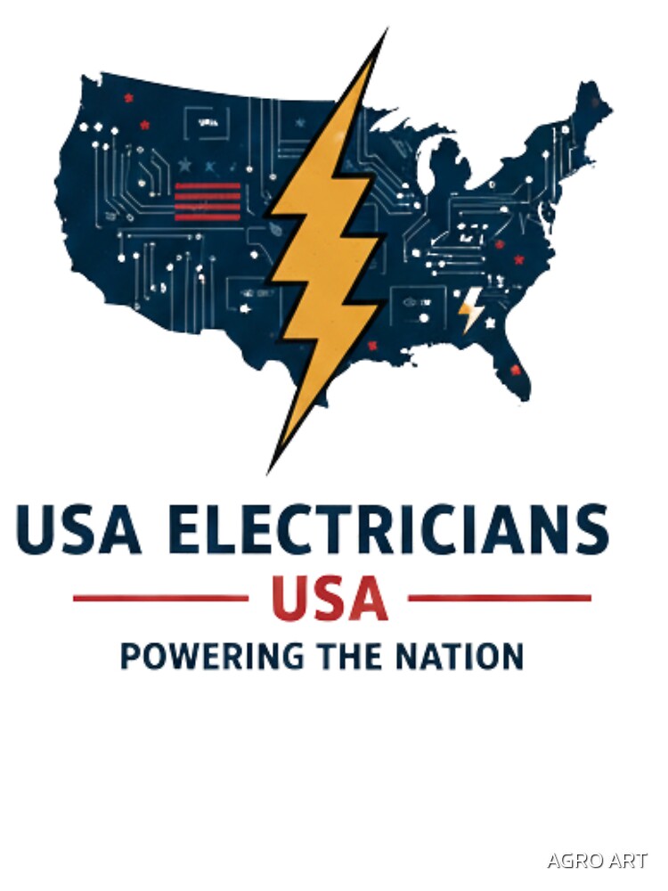 American Electrician T-Shirt | USA Electricians Lightning Map Design by AGRO ART