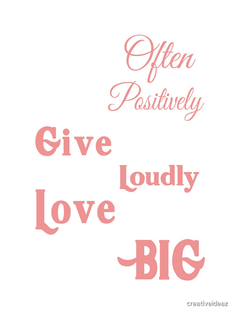 Smile Often Think Positively Dream Big Inspirational Typography Quote Design by creativeideaz