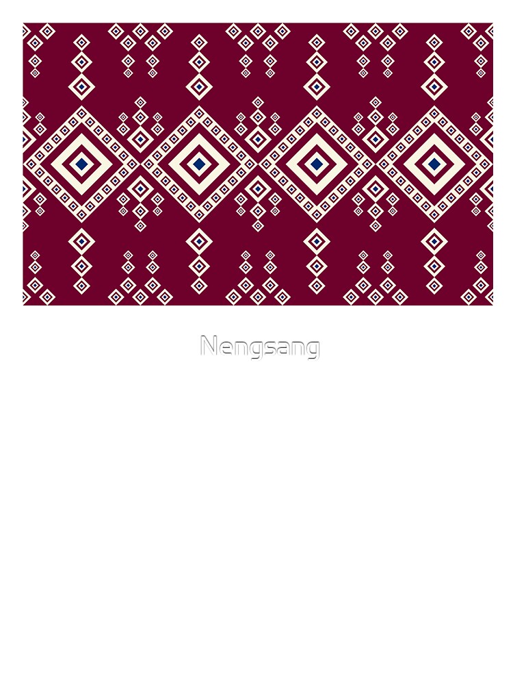 Native ethnic style fabric pattern featuring diamond shapes in a burgundy tone. by Nengsang