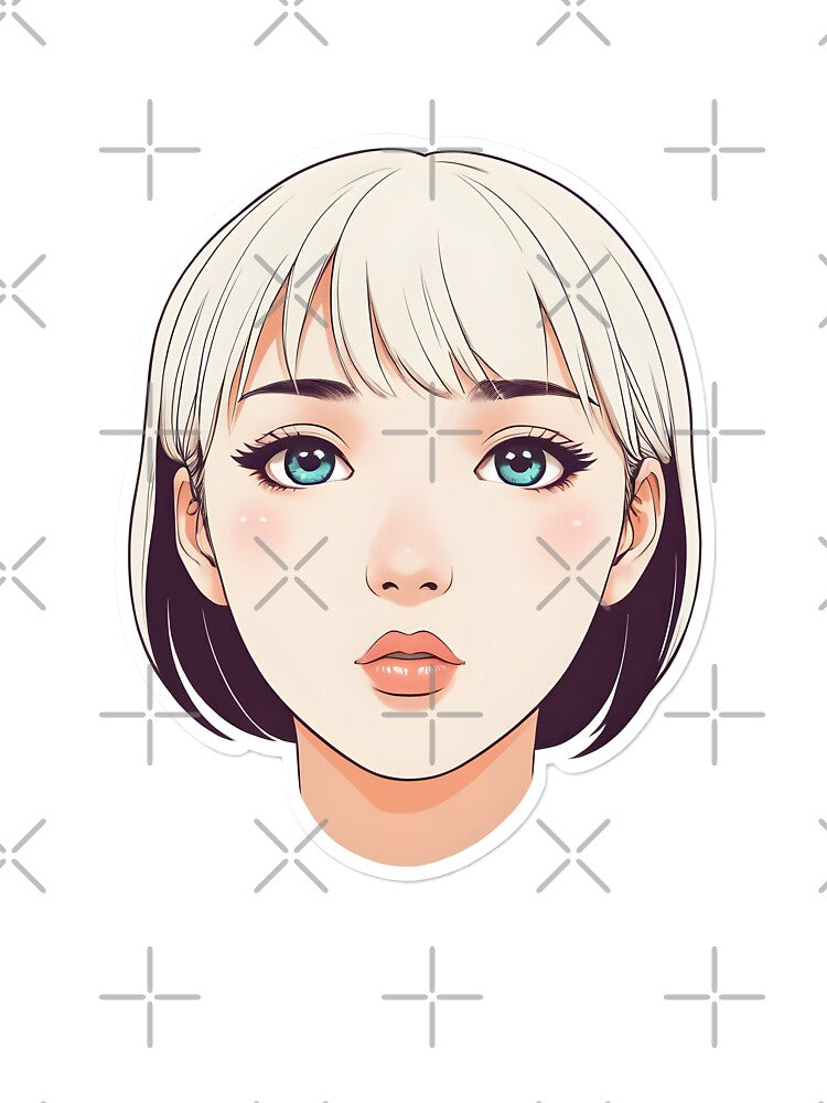 Minimal Anime Face cute girl– Expressive Minimalist Character Design by RELAX STATION