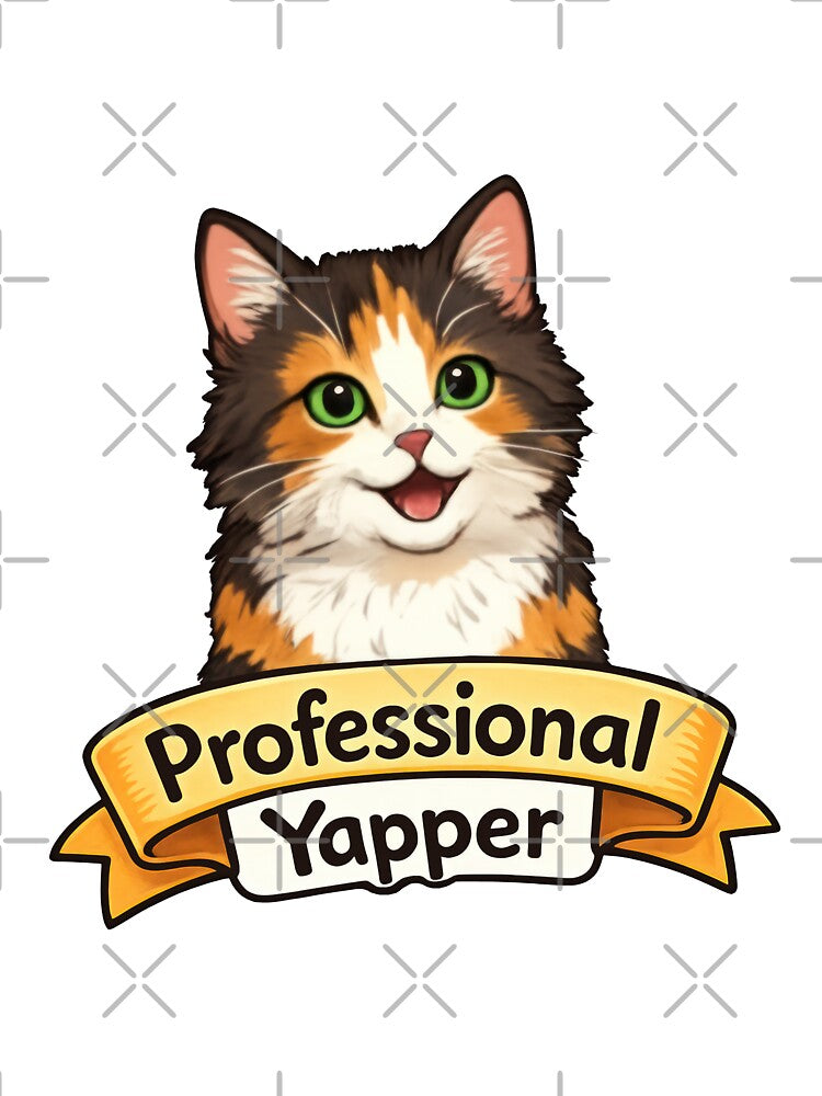 Professional Yapper: Cute Calico Cat Talking Art by MalisoStickers