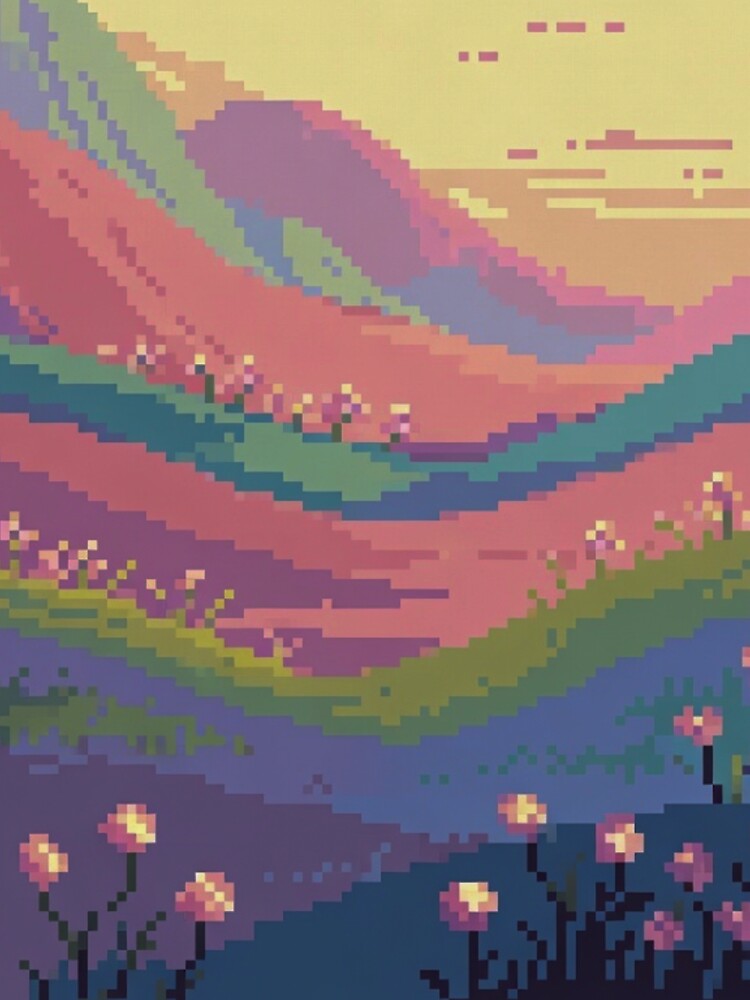 Pastel Pixel Gaming Landscapes – Retro Aesthetic Posters & Totes by sam54796