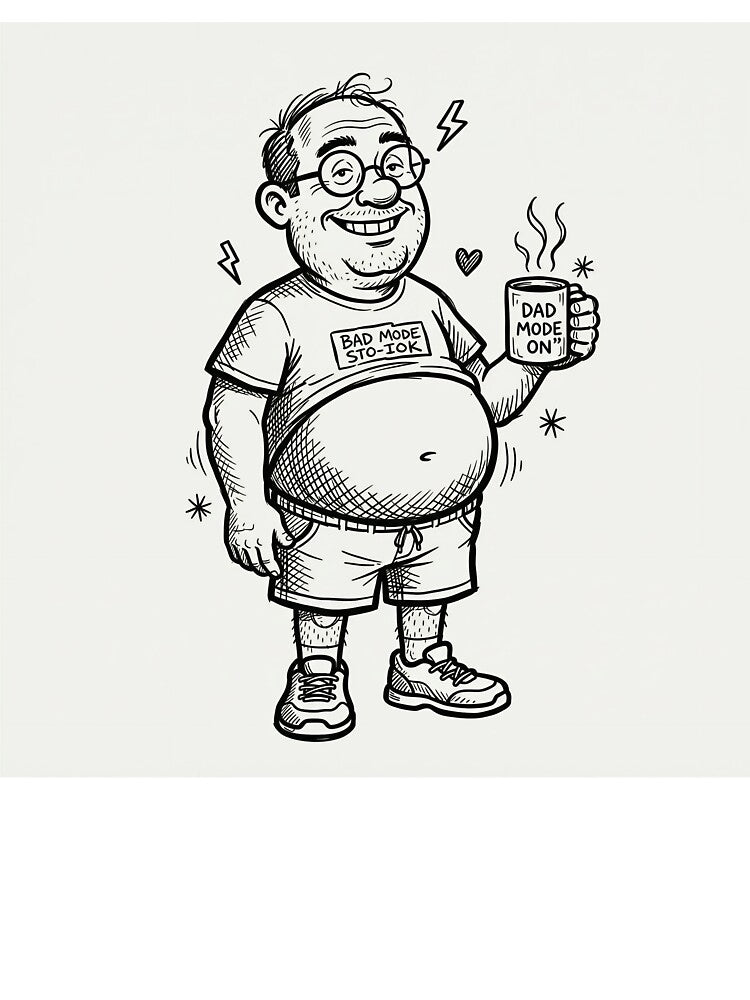 Dad Jokes Dad Bod Funny Cartoon T-Shirt by DIUMERI