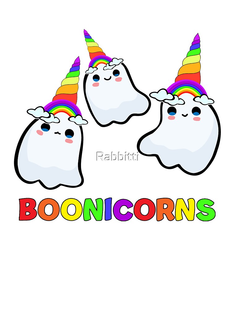 BOONICORNS cute kawaii rainbow unicorn Halloween ghosts trio by Rabbitti