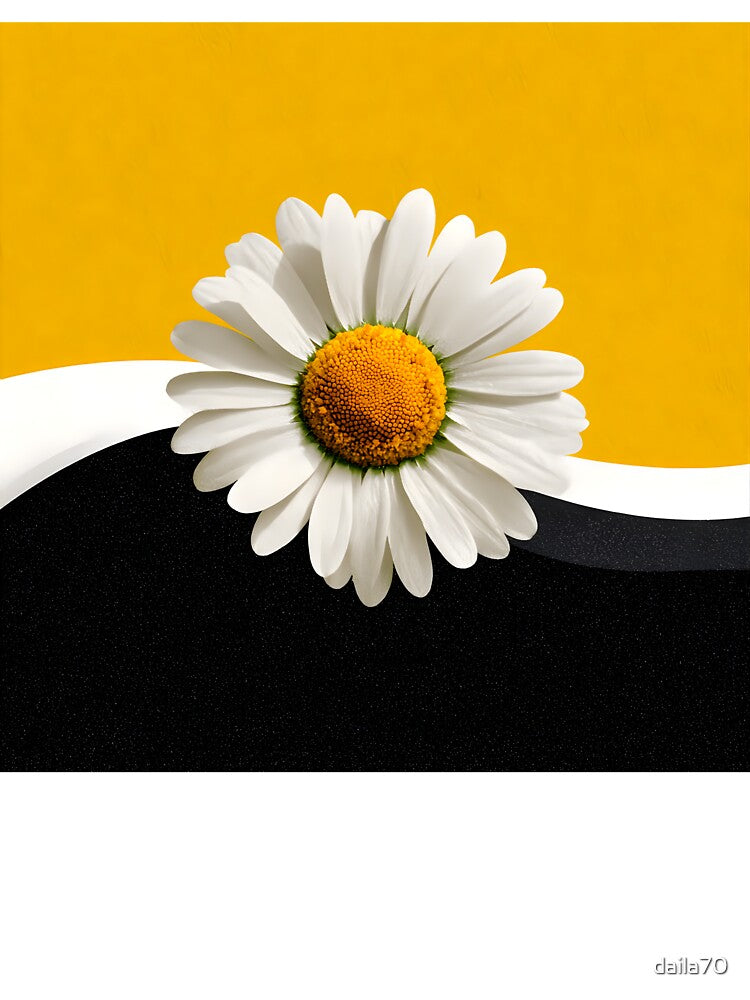 Black and Yellow Wavy Daisy Abstract Floral Design by daila70