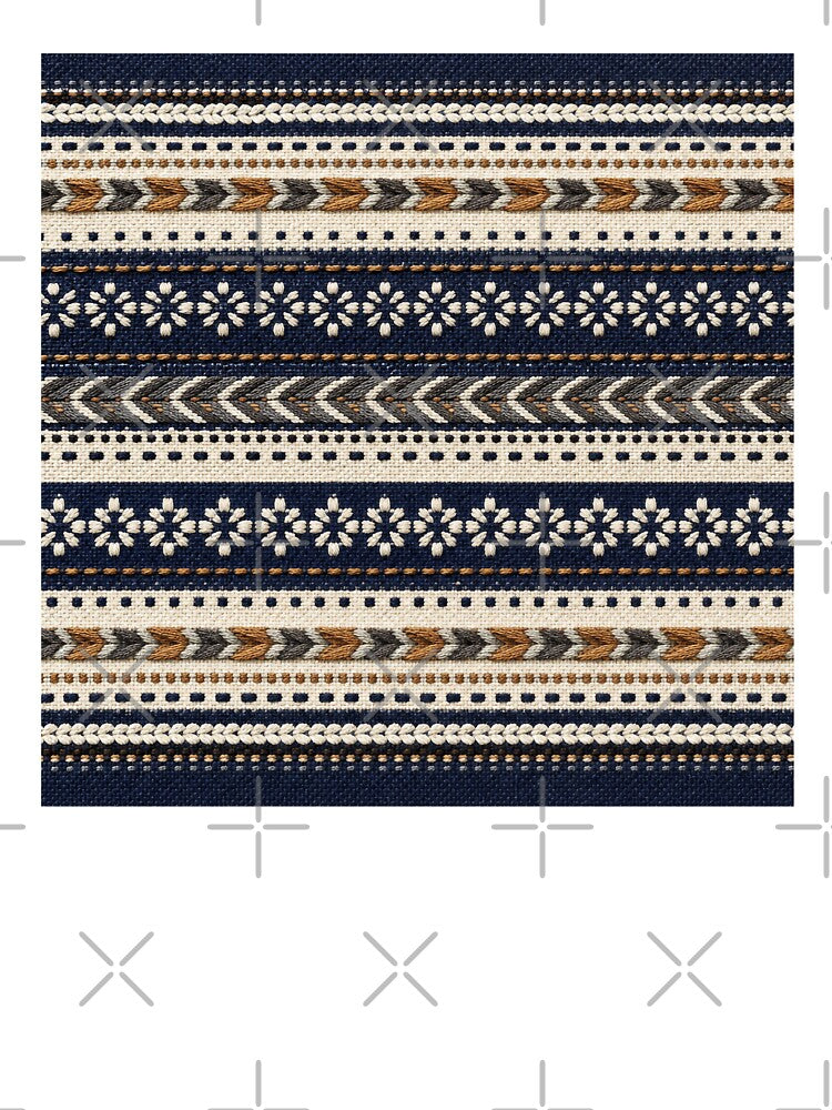 Indigo Embroidered Woven Stripe Pattern by frumixart