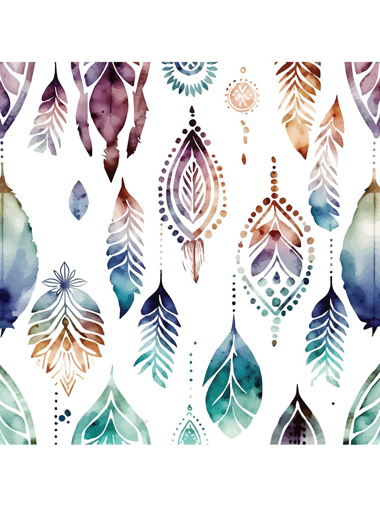 A Delicate Feather Bohemian Watercolor Print - Boho Chic Patterns by GVRDesign