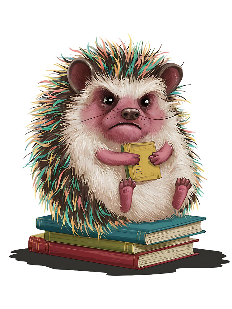 Cute Hedgehog Book Nerd Funny Readers by Micro-dose