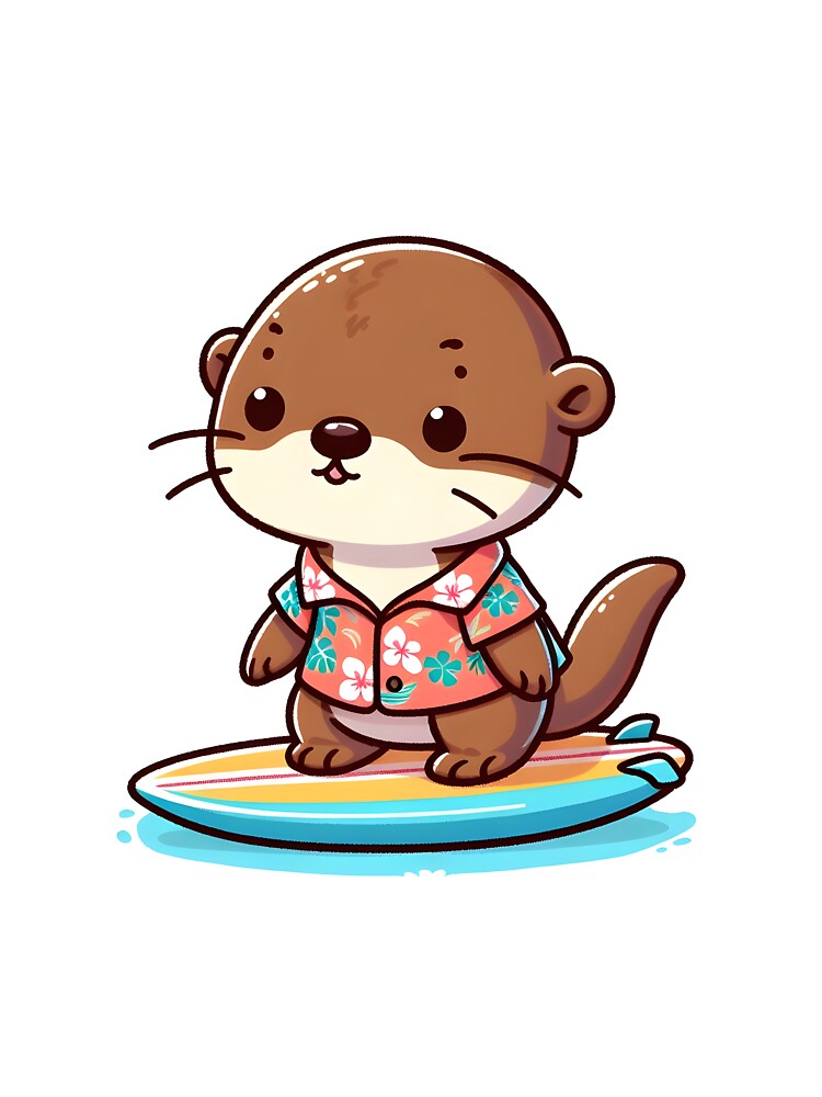 Kawaii Otter With Hawaiian Shirt by CanvasCutie