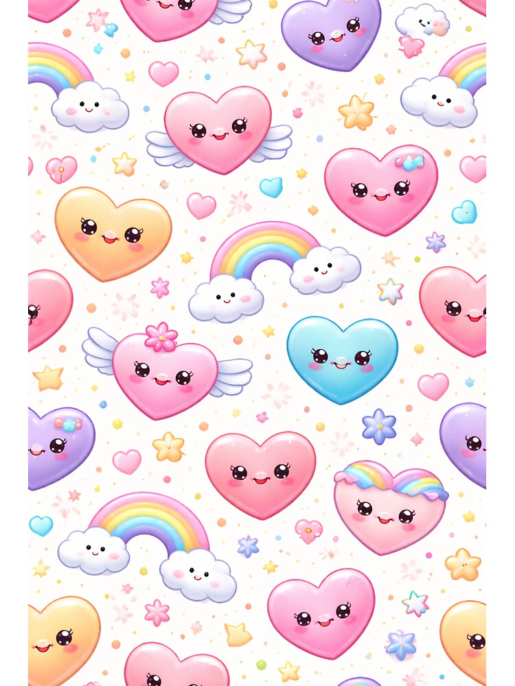 Cute Kawaii Hearts Pattern – Pastel Love Design by DrizzyV