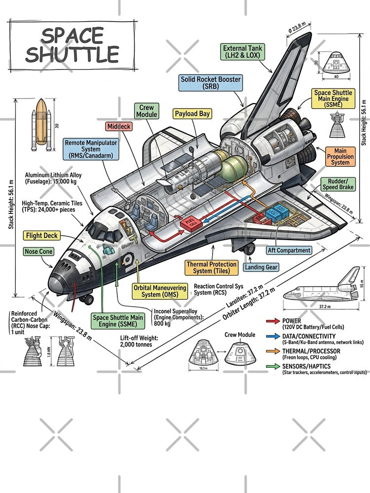 Space Shuttle - Cross-section Isometric Drawing by Rhu Creations
