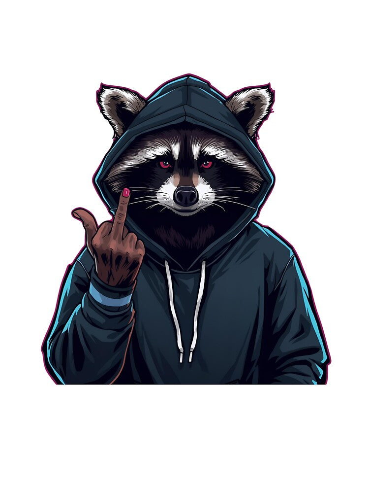 Cool Raccoon Hoodie Streetwear – Funny Attitude Animal Sticker | Urban Style Design by LuxurySarahh