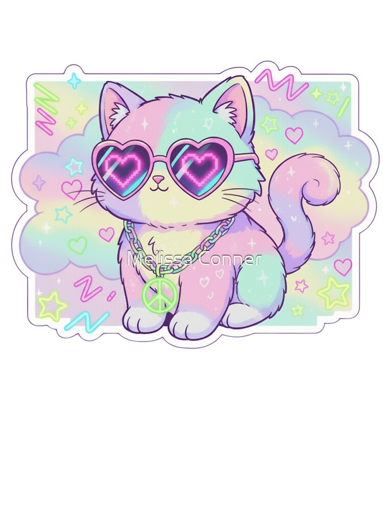 Grainy Pastel Y2K Kawaii Style Street Cat by Melissa Conner