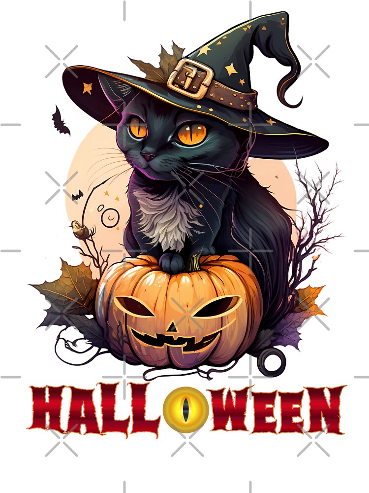 Classic Vintage Halloween Black Cat - Distressed T-Shirt by Sayed1897