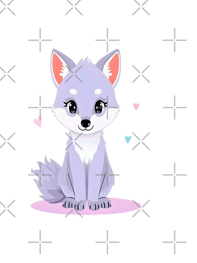 Pastel Kawaii Purple Fox – Cute Aesthetic Animal Illustration by Kavya Art