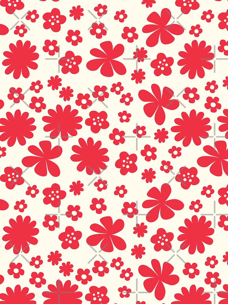 RED CREAM FLOWER POWER MODERN BOHO AESTHETICS by blomastudios