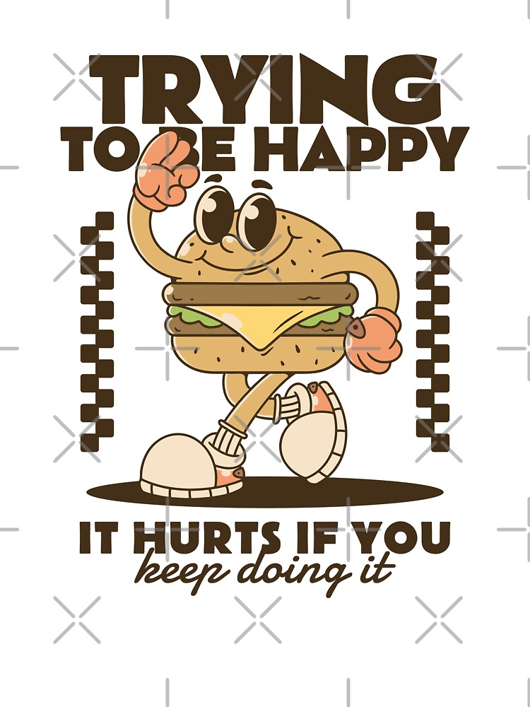 Trying to be happy. Burger mascot character by adipra