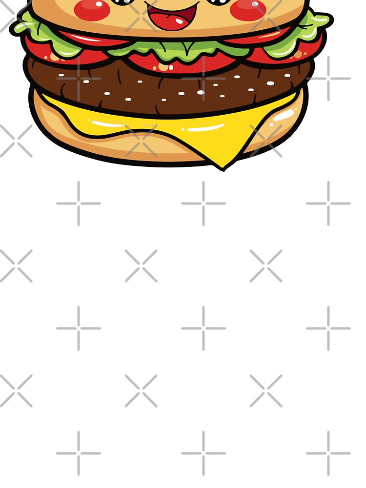Kawaii Happy Cheeseburger Cute Fast Food Burger by Teetee94