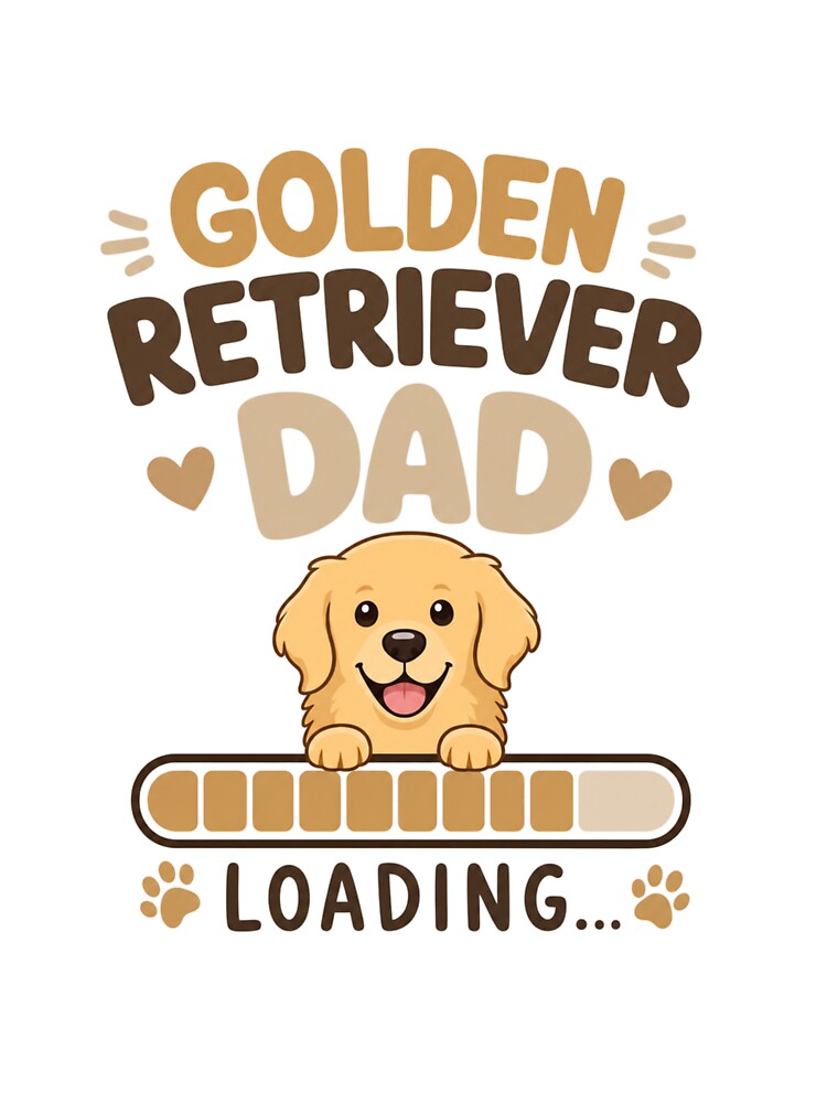 Golden Retriever Dad Loading Kawaii Minimalist T-Shirt by Ashley critters