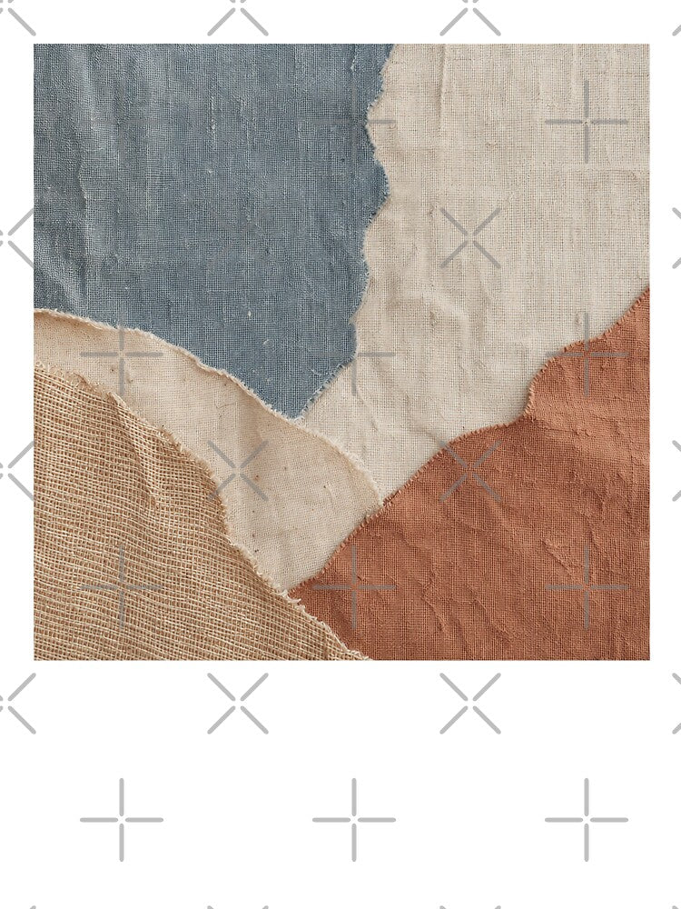Layered Textile Collage Fabric Composition by frumixart