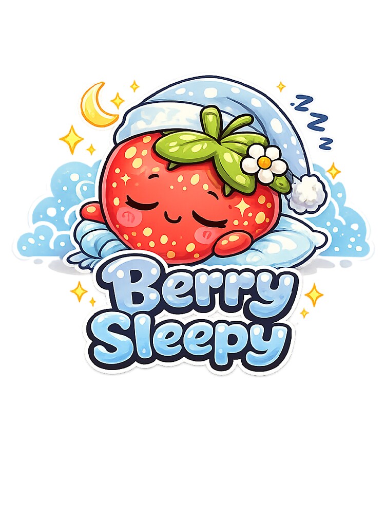 Berry Sleepy – Kawaii Strawberry Asleep Under the Moon | Cute Character by apanoracar