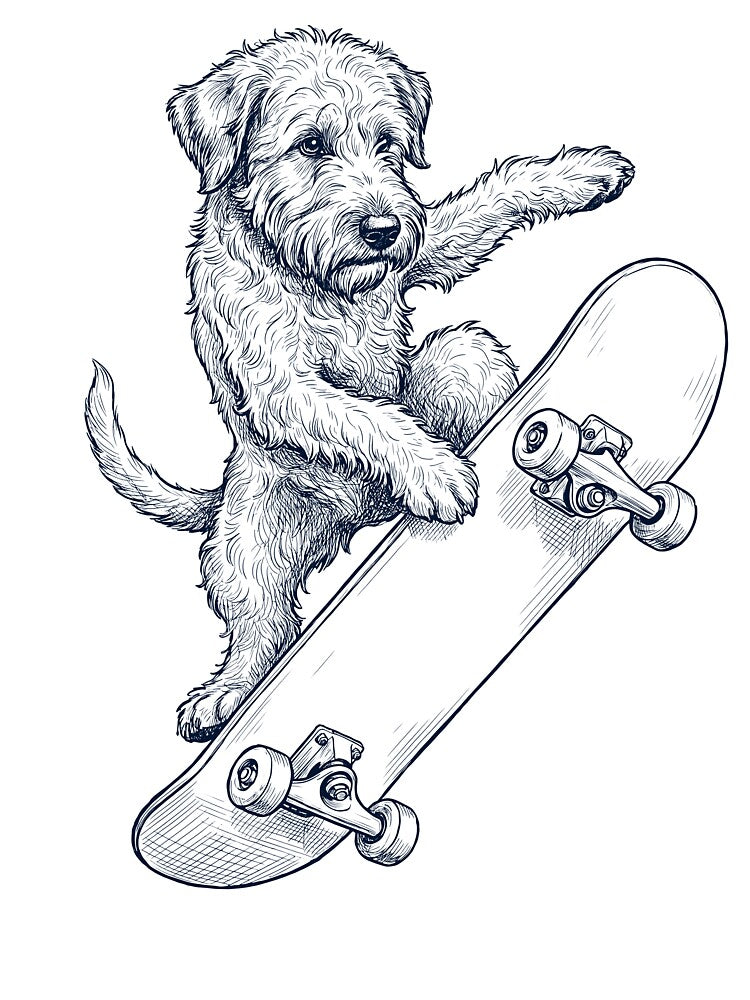 Vintage Soft Coated Wheaten Terrier Skateboarding Skate Dog Dad Lover by DoodleTortle