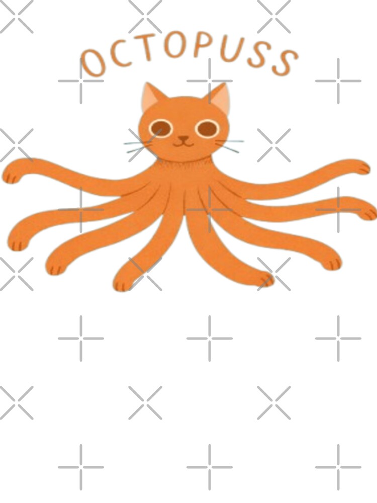 Octopuss Cat Cloth PRINT – Cute Octopus Cat Pun Illustration by PixelPopsShop