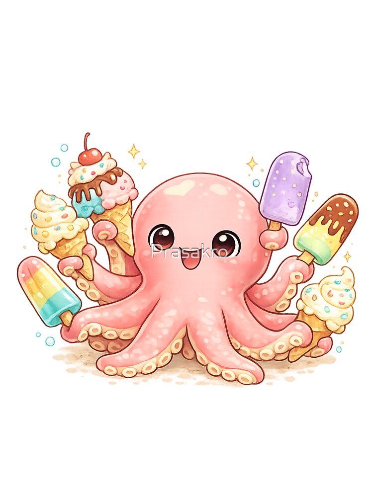 Cheerful octopus with ice creams by Prasakro