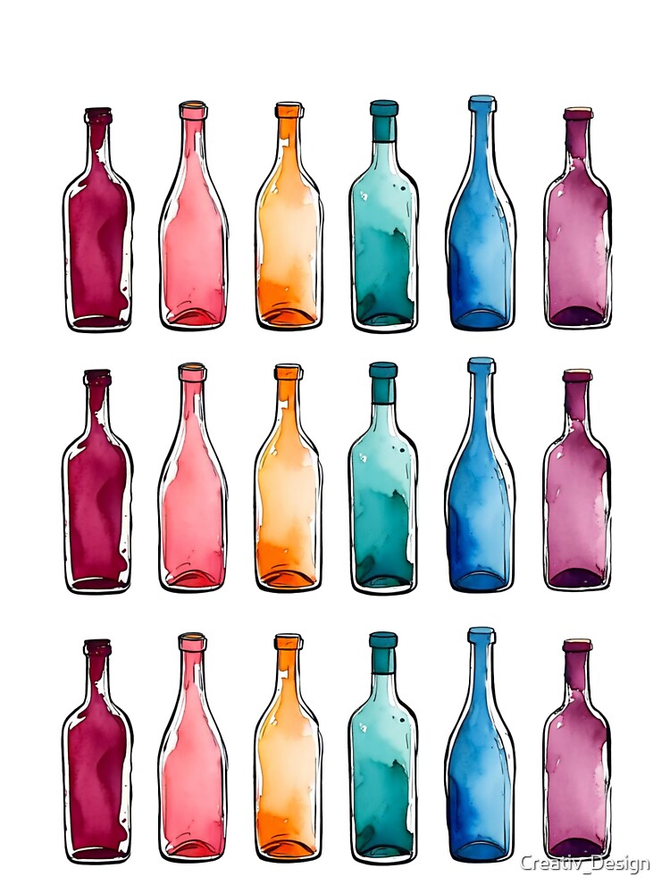 Watercolor Wine Bottles Sticker Collection by Creativ_Design