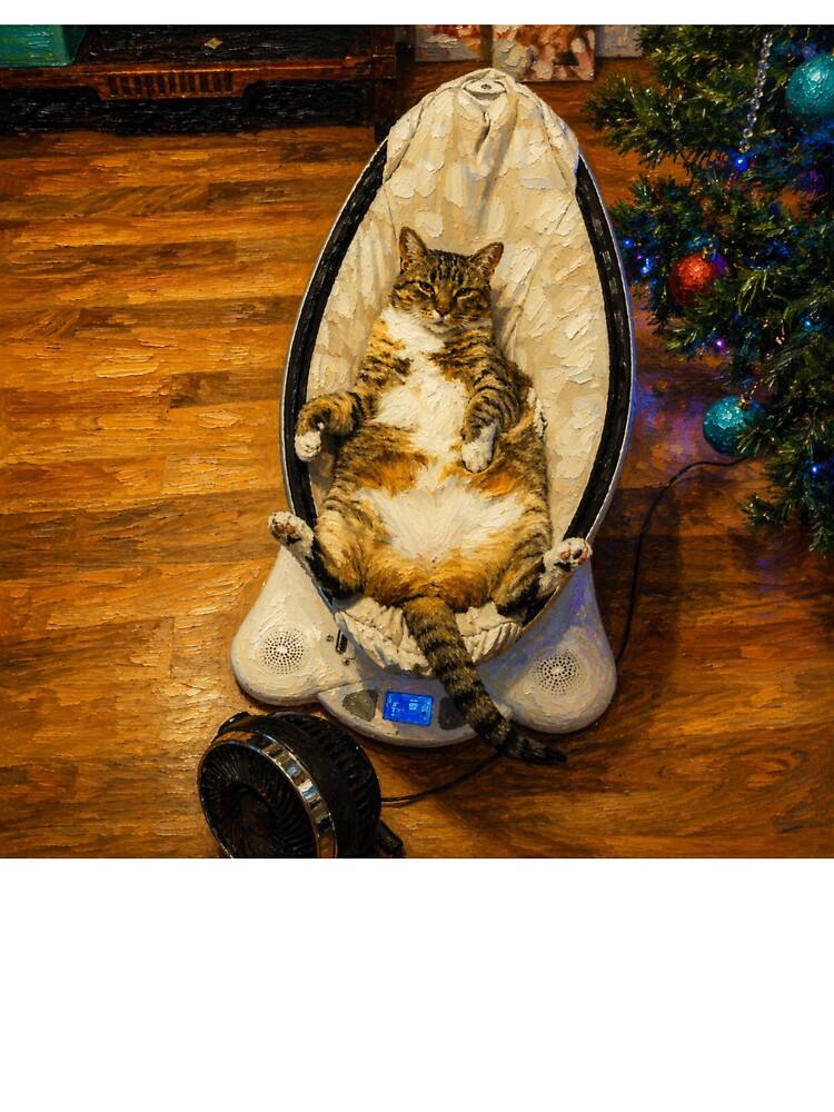 Cozy holiday moment with tabby cat by donchago