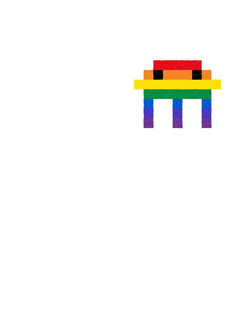 A retro rainbow space invader by WandaVanning