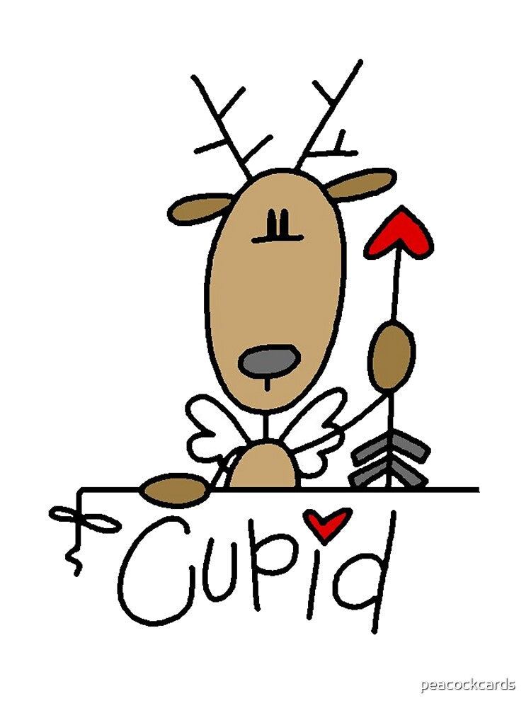 Cupid Reindeer Christmas Holiday by peacockcards