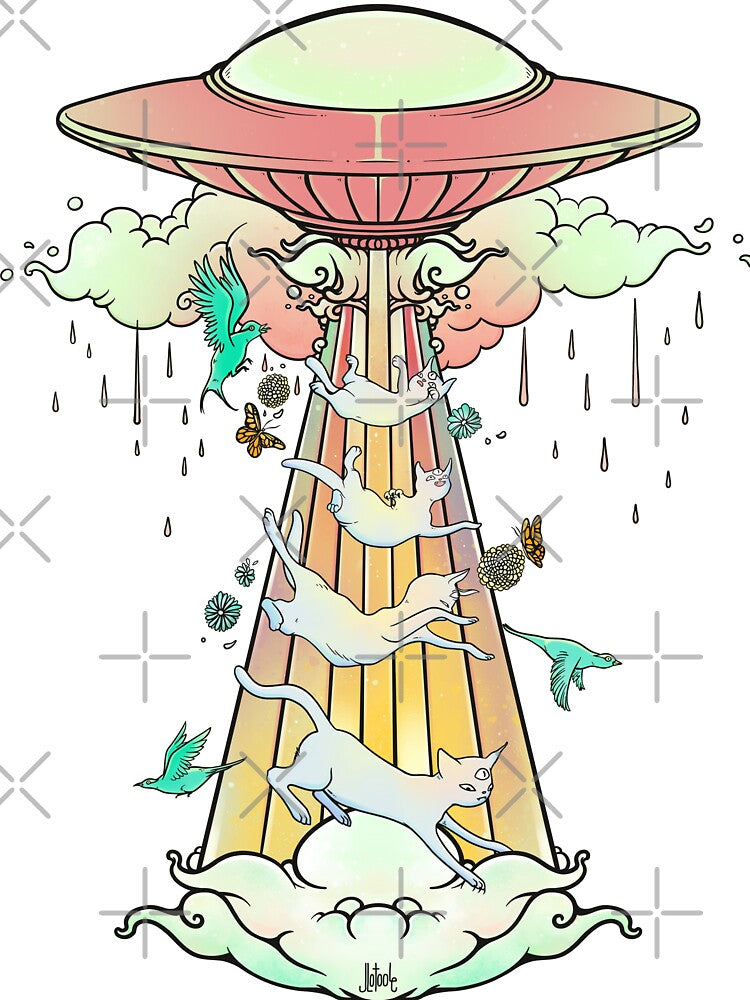 UFO Abducting Cats Surreal Alien Art by cellsdividing