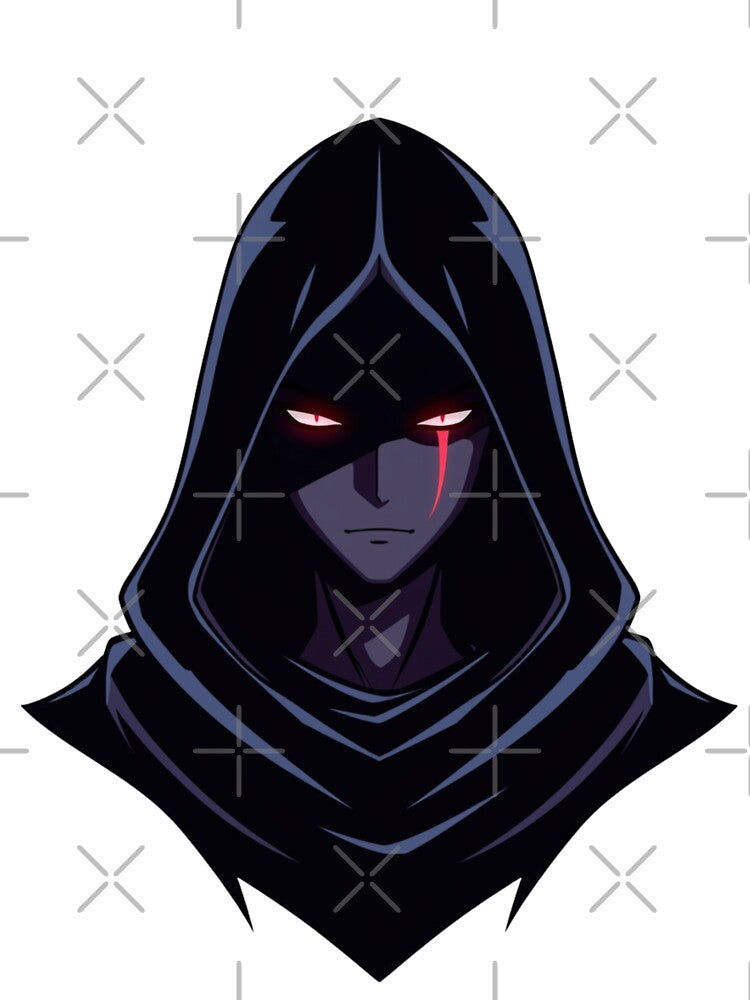 Dark Anime Hooded Character Minimal Logo Design by Animepopstudio